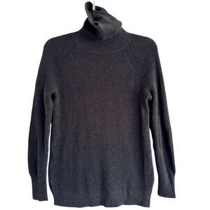 J Crew Mercantile Gray Waffle Knit Cotton Turtleneck Tunic Sweater Size XS